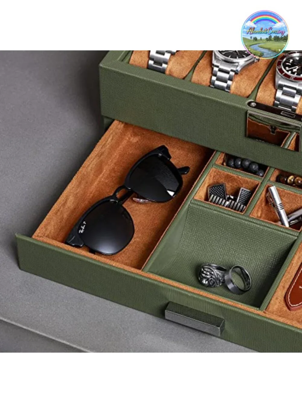 10-Slot Leather Watch Box with Valet Drawer, Lockable Jewelry Organizer